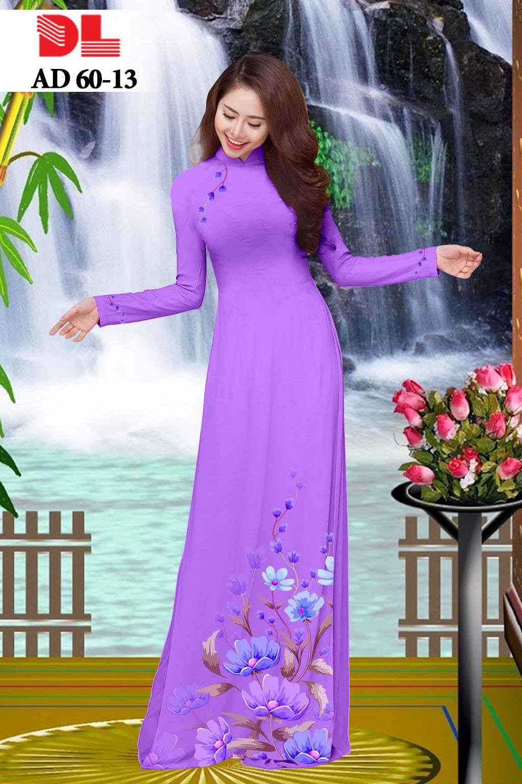 vải áo dài hoa 3d DLAD-60 - Ảnh 12