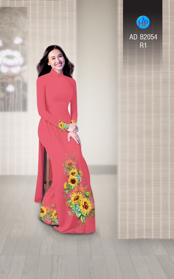 Vải áo dài hoa hướng dương AD B2054 - Ảnh 2