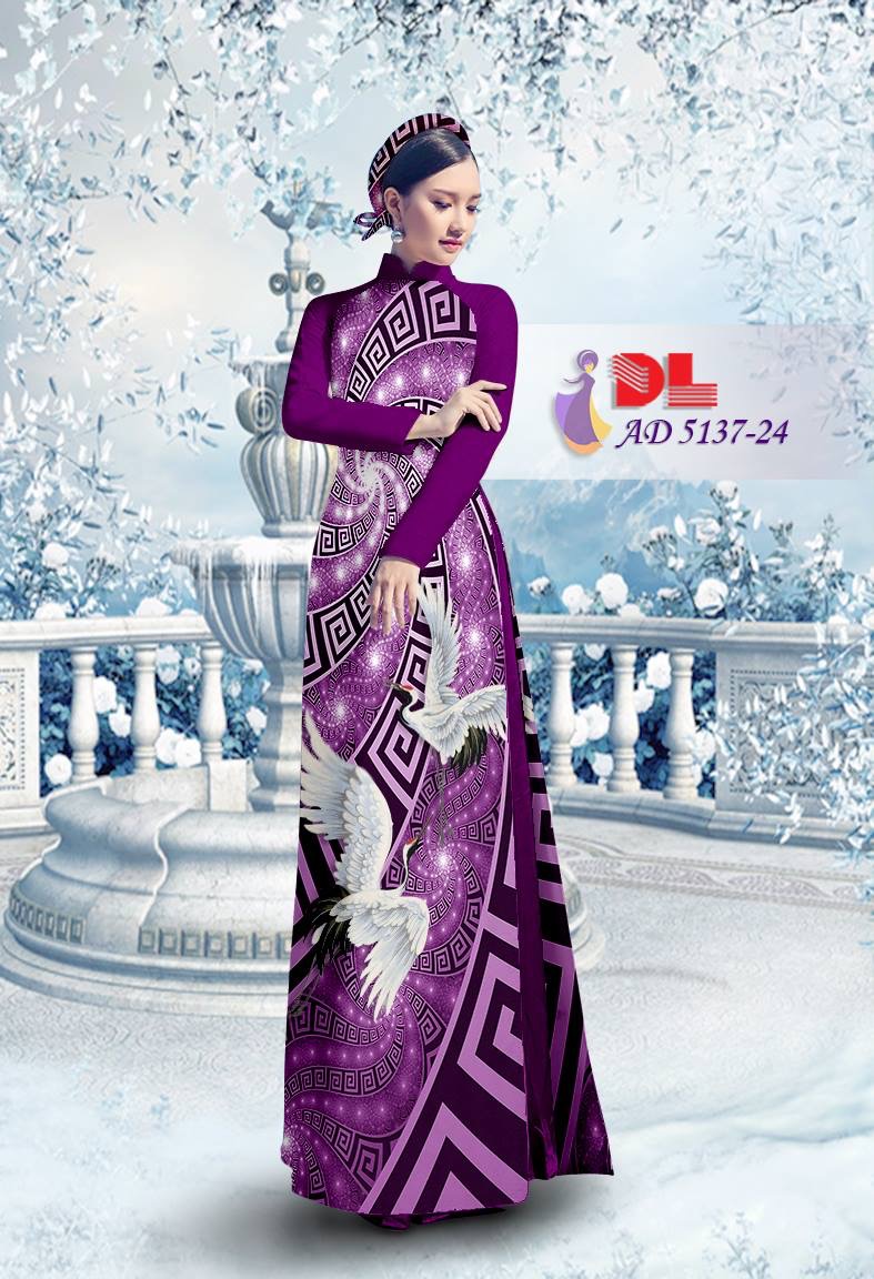 Vải áo dài chim hạc DLAD-5137 - Ảnh 3