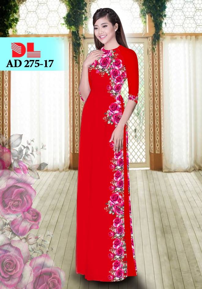 Vải áo dài hoa hồng DLAD-275 - Ảnh 13