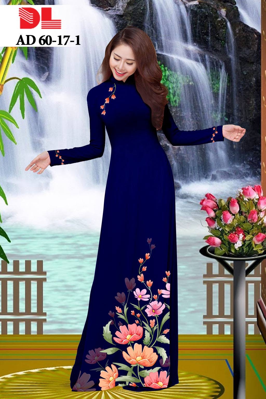 vải áo dài hoa 3d DLAD-60