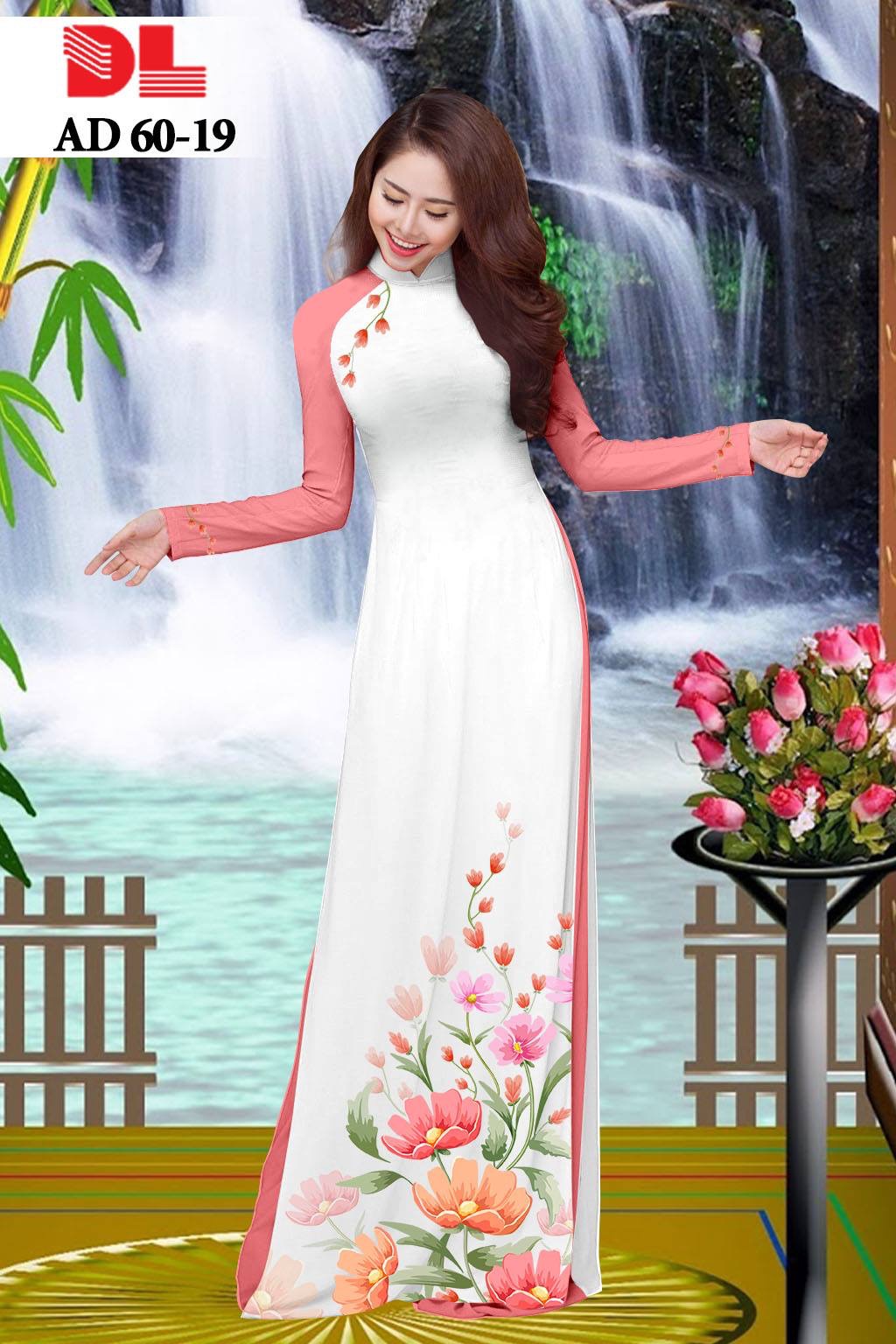 vải áo dài hoa 3d DLAD-60 - Ảnh 5