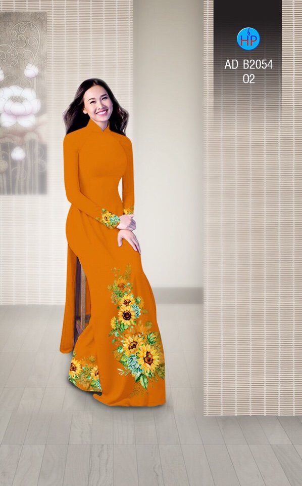 Vải áo dài hoa hướng dương AD B2054 - Ảnh 5