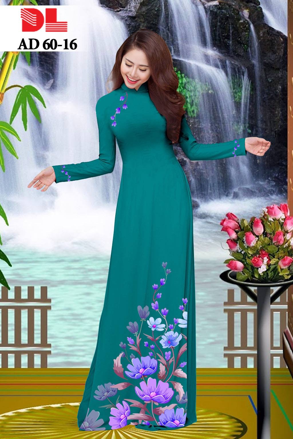 vải áo dài hoa 3d DLAD-60 - Ảnh 9