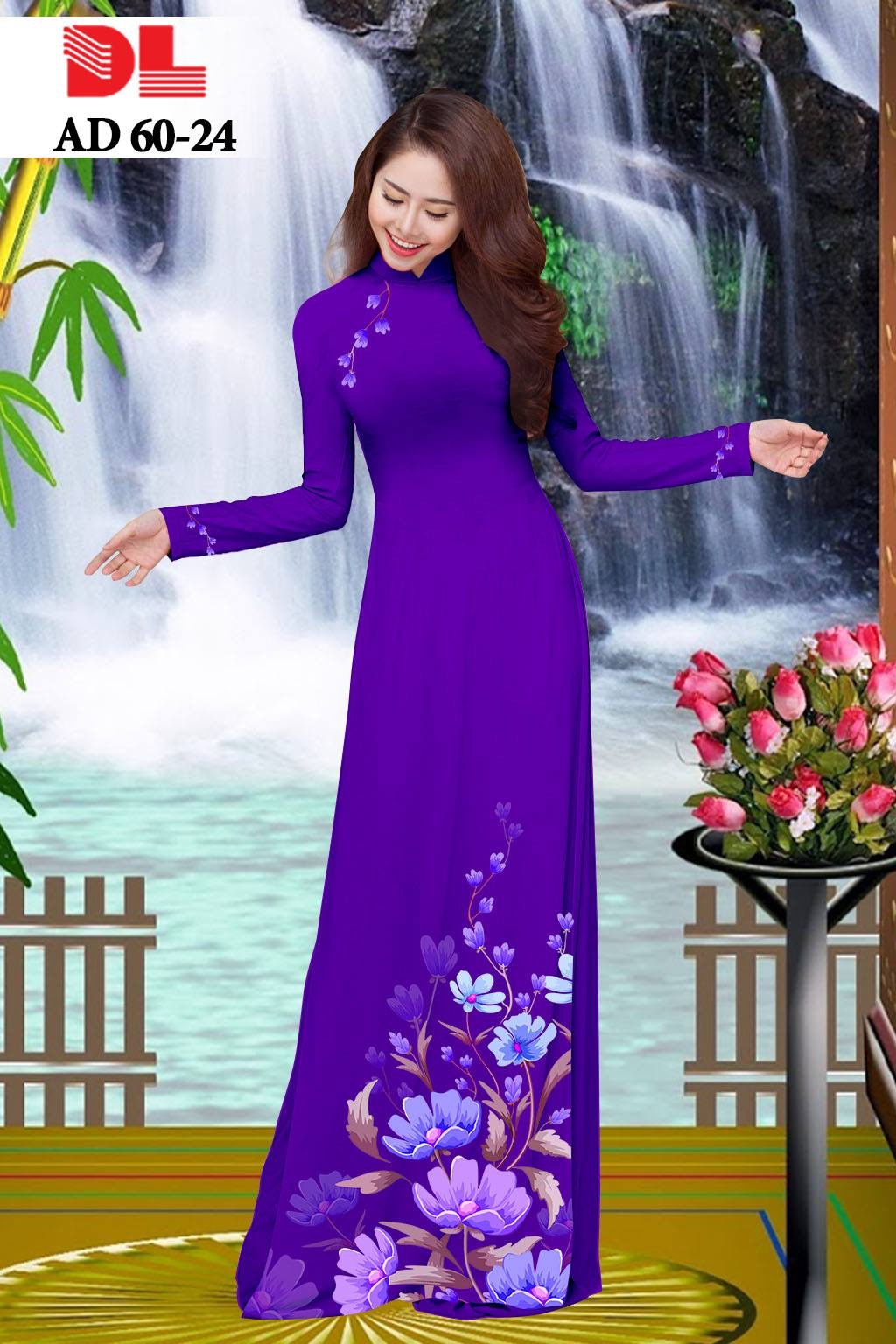 vải áo dài hoa 3d DLAD-60 - Ảnh 30