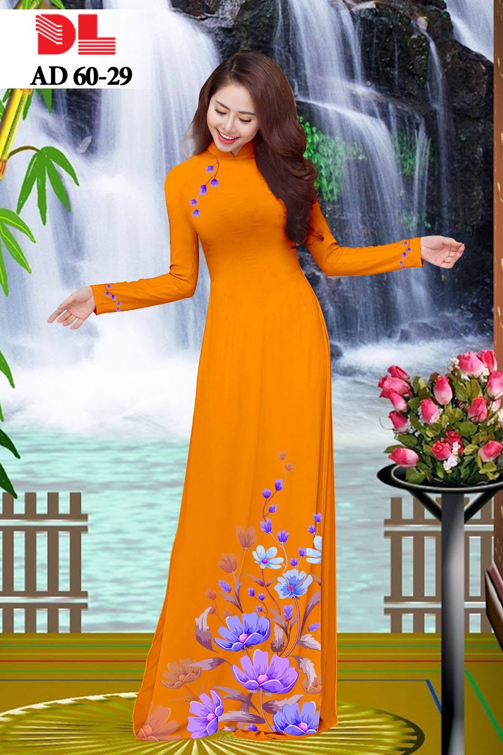 vải áo dài hoa 3d DLAD-60 - Ảnh 26