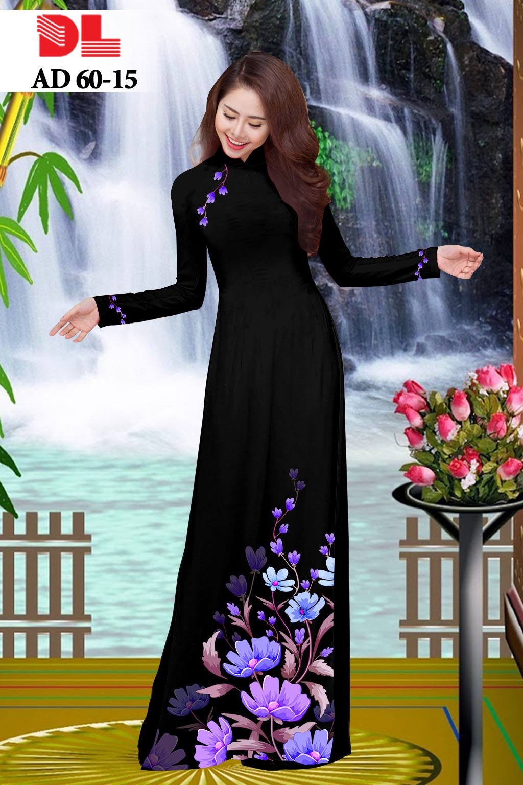 vải áo dài hoa 3d DLAD-60 - Ảnh 10
