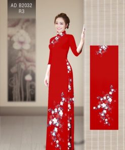 vải áo dài hoa trên dưới AD B2032