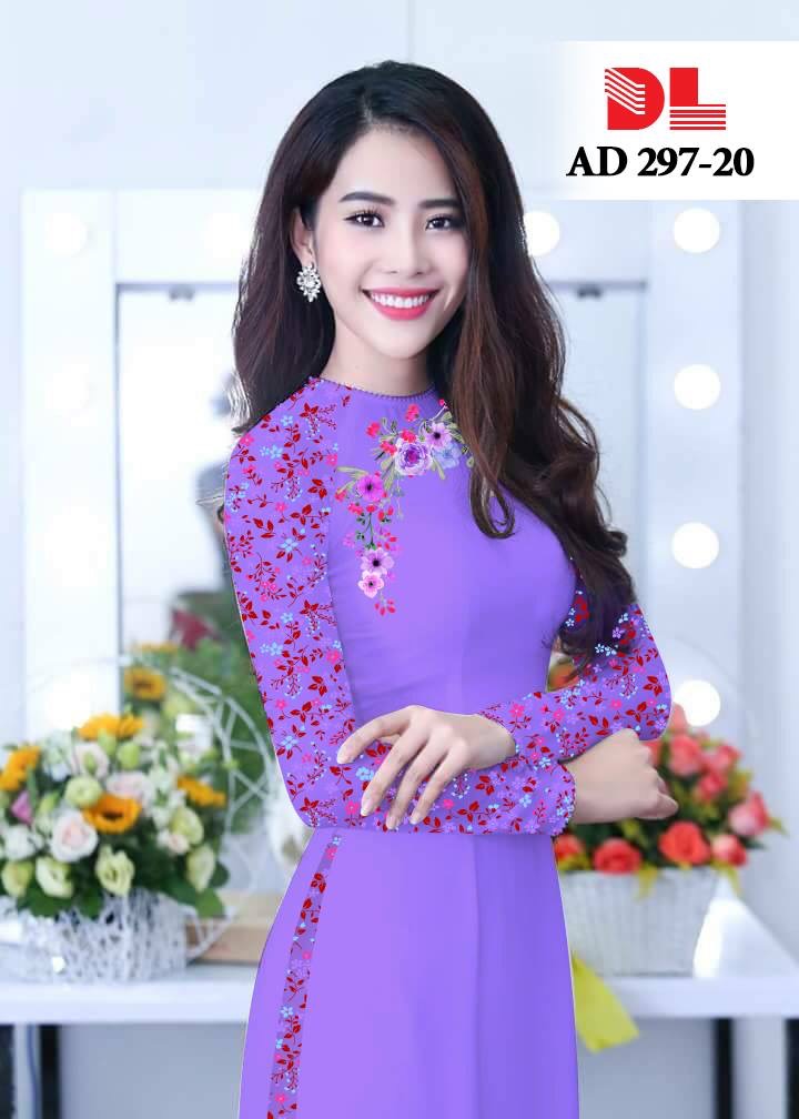 Vải áo dài hoa 3d DLAD-297 - Ảnh 2
