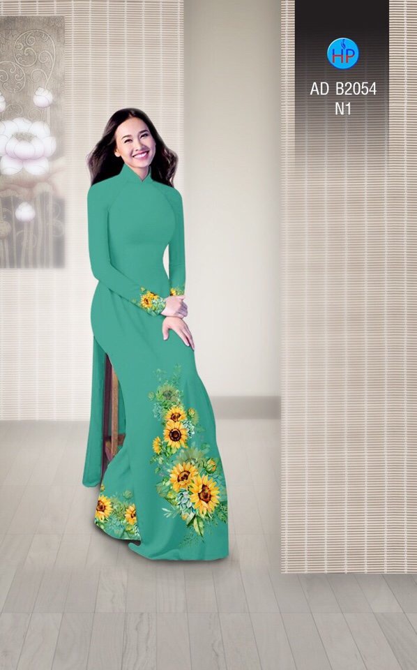 Vải áo dài hoa hướng dương AD B2054