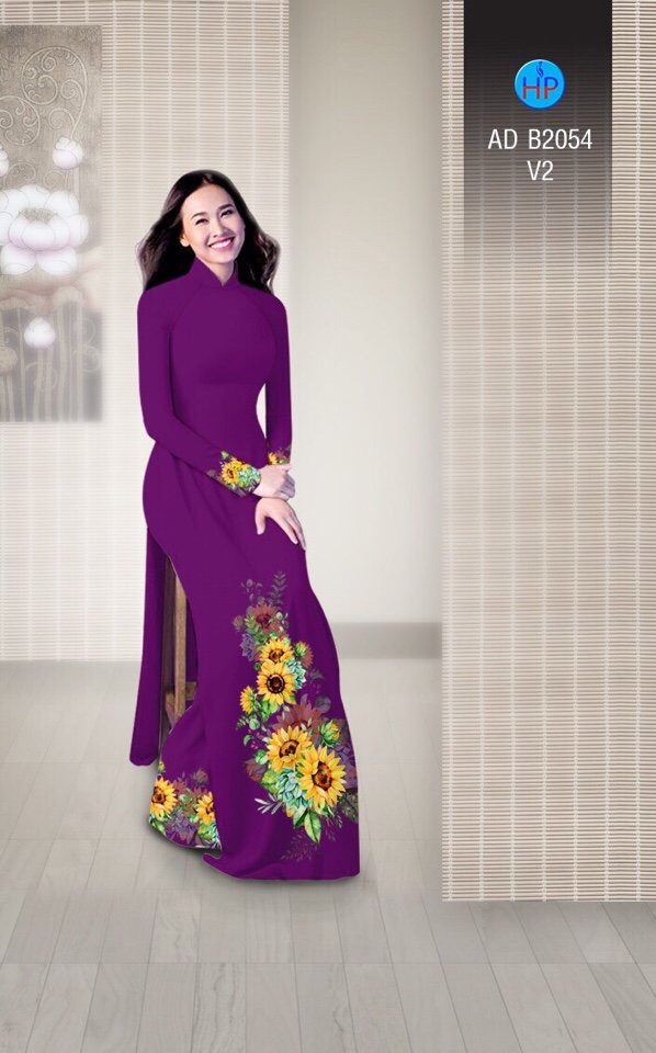 Vải áo dài hoa hướng dương AD B2054 - Ảnh 12