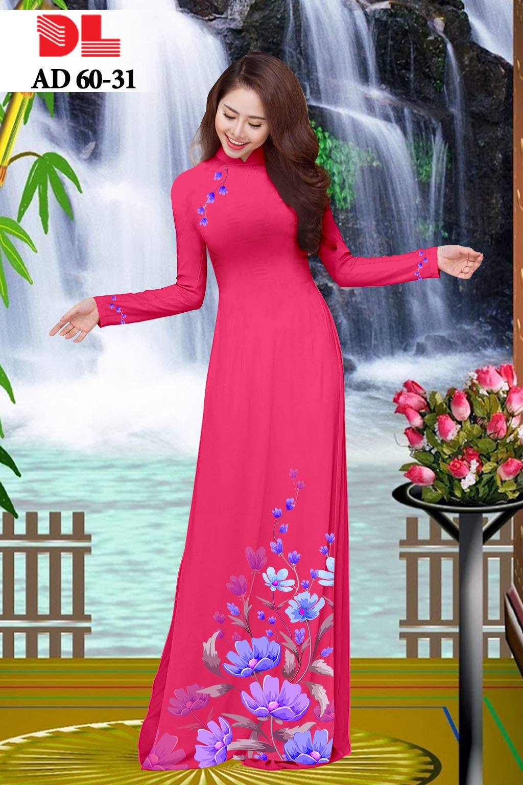 vải áo dài hoa 3d DLAD-60 - Ảnh 24