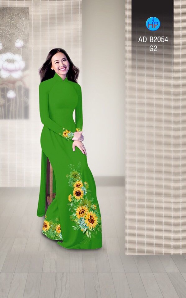 Vải áo dài hoa hướng dương AD B2054 - Ảnh 11