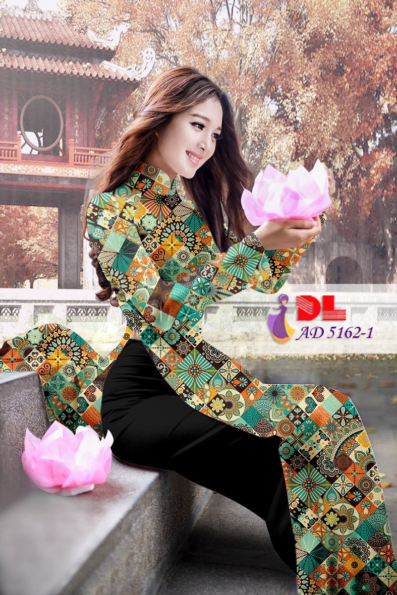 Vải áo dài nền gạch bông DLAD-5162 - Ảnh 5