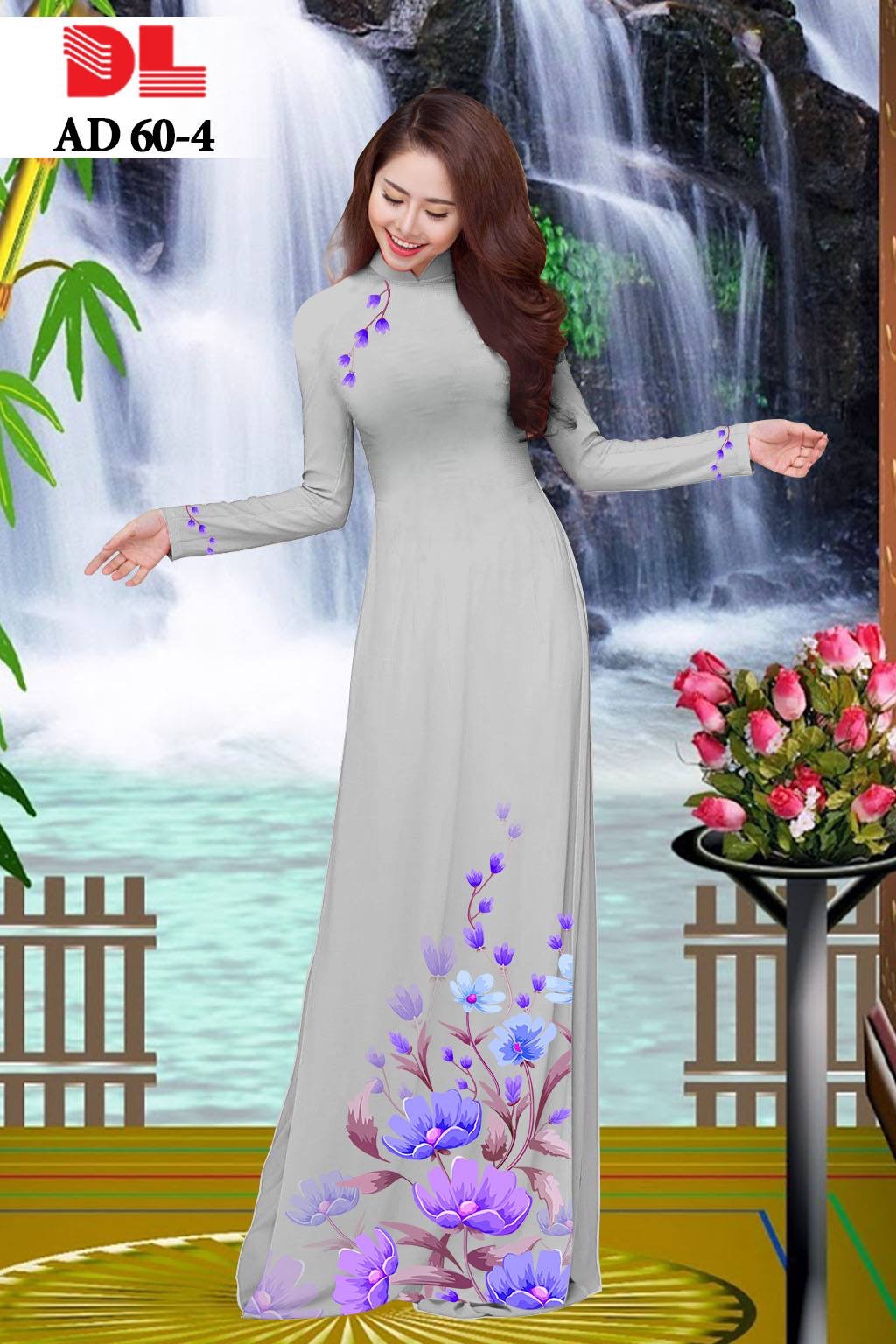 vải áo dài hoa 3d DLAD-60 - Ảnh 19