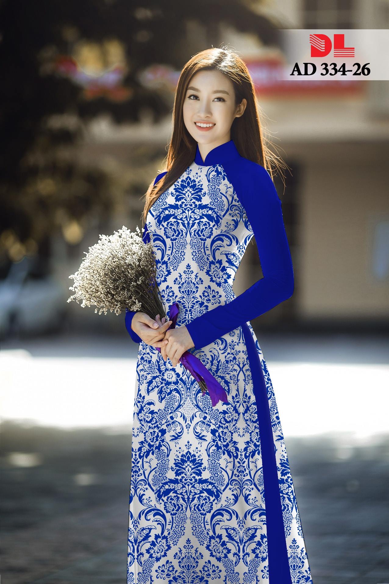 Vải áo dài hoa văn nguyên áo DLAD-334 - Ảnh 3