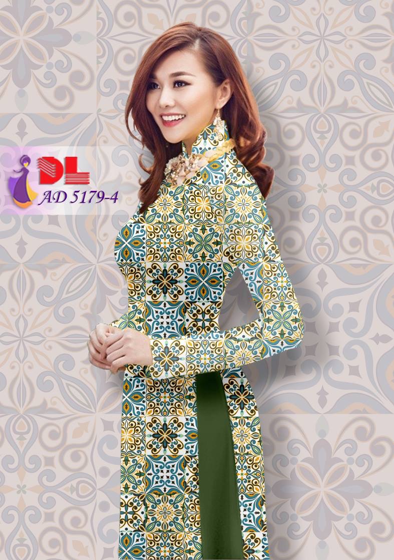 Vải áo dài nền gạch bông DLAD-5179 - Ảnh 5