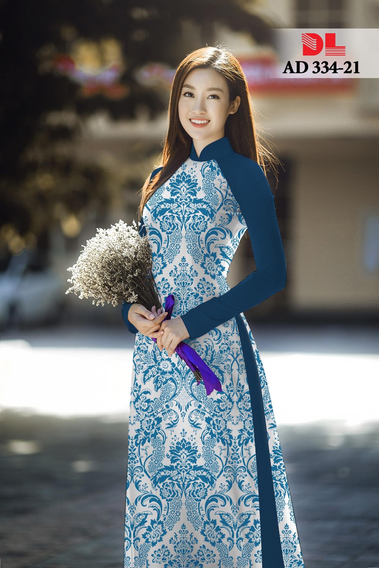 Vải áo dài hoa văn nguyên áo DLAD-334 - Ảnh 8