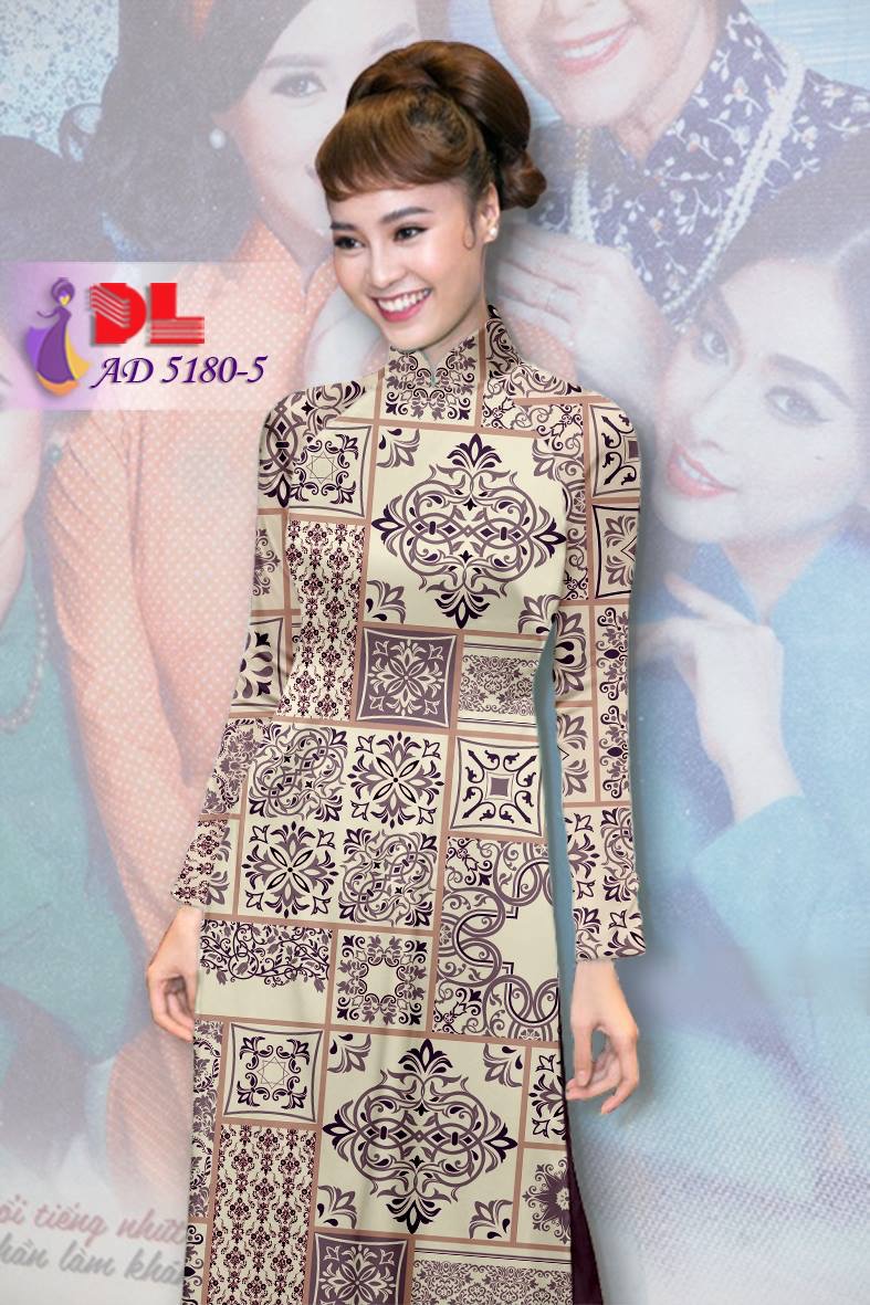 Vải áo dài nền gạch bông DLAD-5180 - Ảnh 5