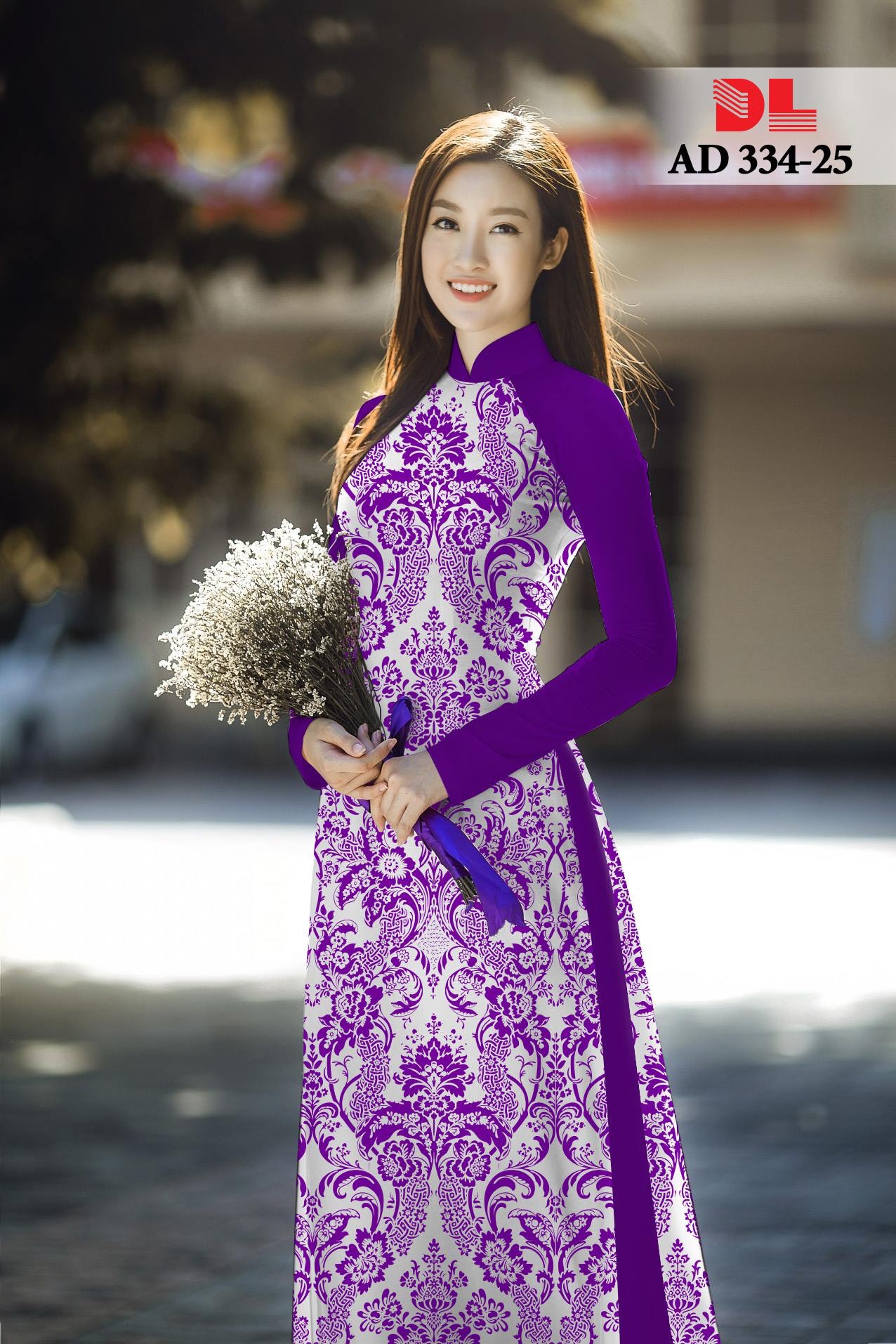 Vải áo dài hoa văn nguyên áo DLAD-334 - Ảnh 4
