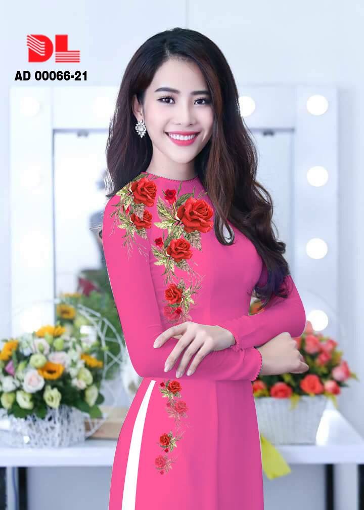 Vải áo dài hoa hồng DLAD-00066 - Ảnh 2