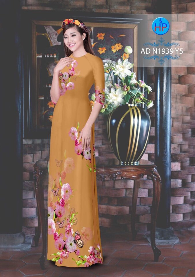 Vải áo dài hoa và bướm AD N1939 - Ảnh 3