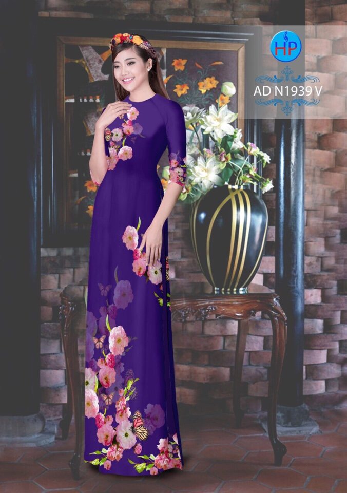 Vải áo dài hoa và bướm AD N1939 - Ảnh 12