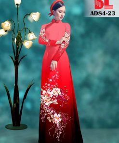 vải áo dài hoa mẫu đơn DLAD-84