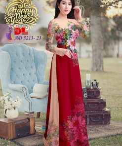 Vải áo dài hoa 3d DLAD-5213