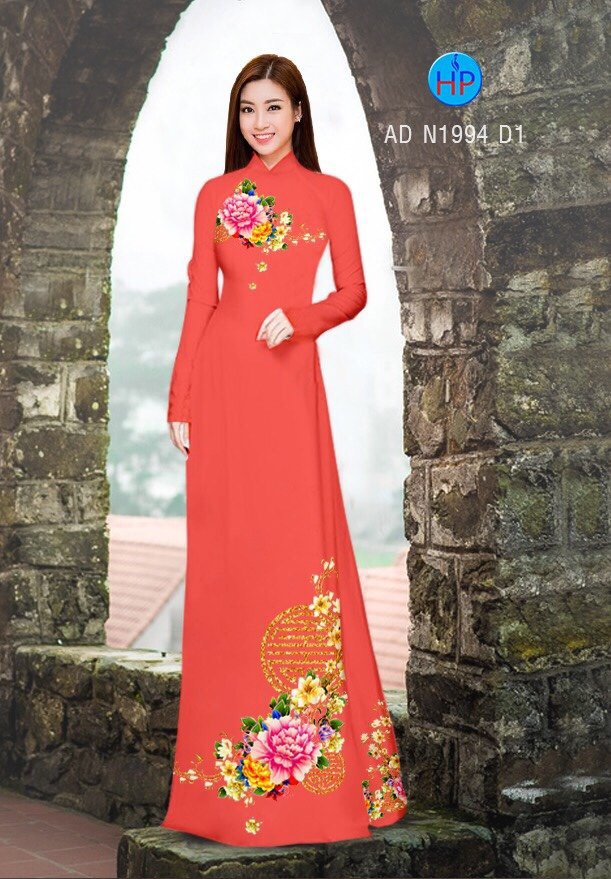 Vải áo dài hoa mẫu đơn AD N1994 - Ảnh 2