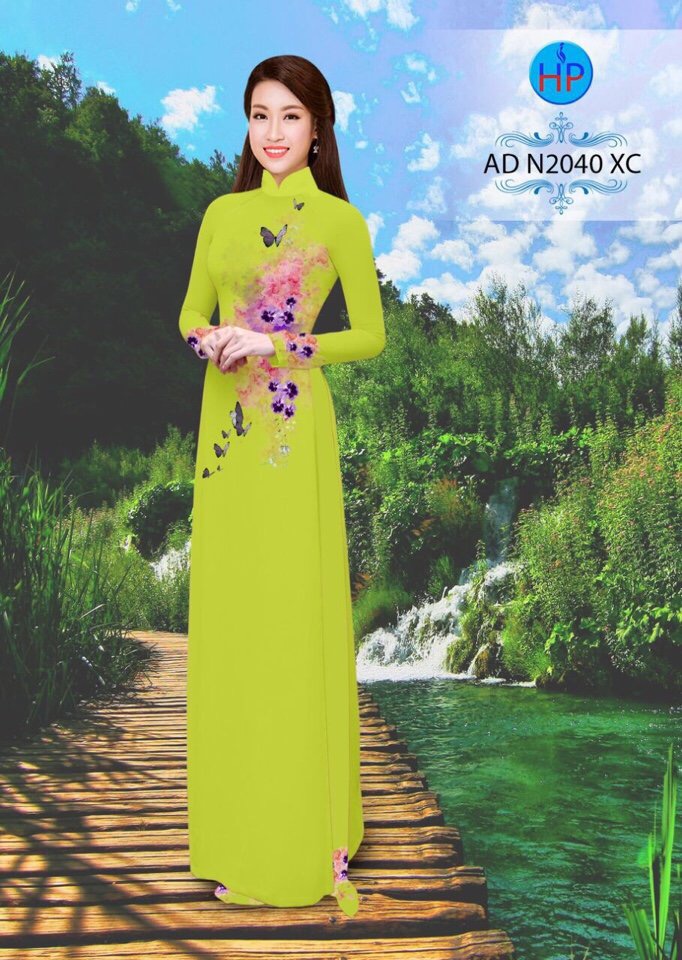Vải áo dài hoa và bướm AD N2040 - Ảnh 12