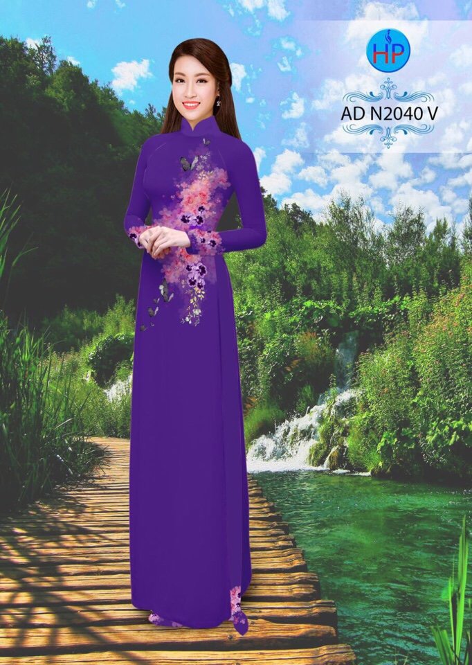 Vải áo dài hoa và bướm AD N2040 - Ảnh 14