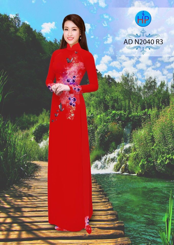 Vải áo dài hoa và bướm AD N2040 - Ảnh 16