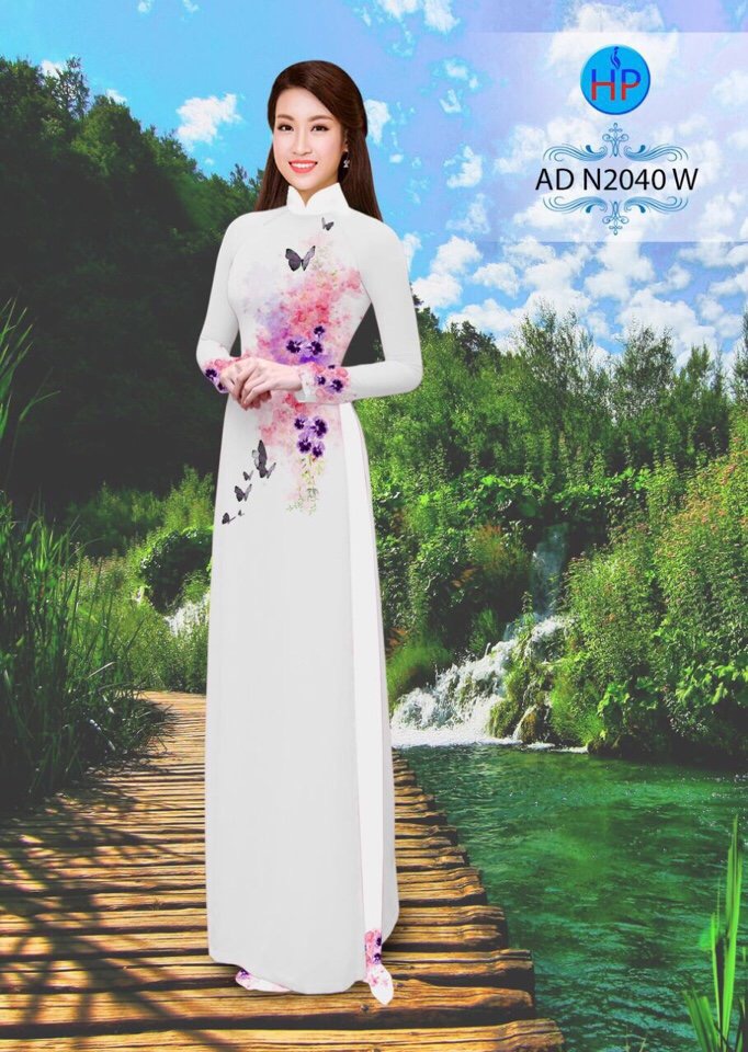 Vải áo dài hoa và bướm AD N2040 - Ảnh 13