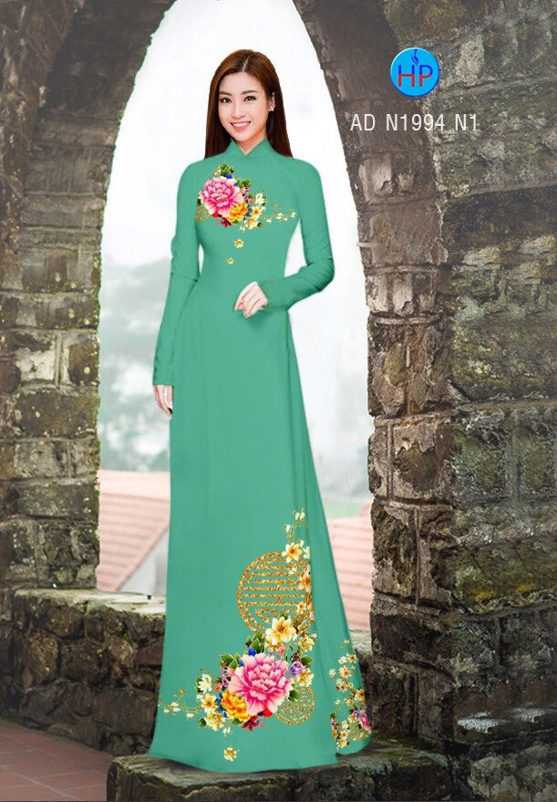 Vải áo dài hoa mẫu đơn AD N1994 - Ảnh 14
