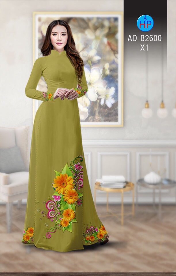 Vải áo dài hoa hướng dương AD B2600 - Ảnh 9