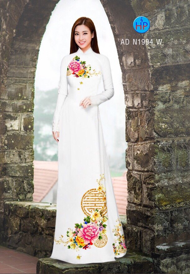 Vải áo dài hoa mẫu đơn AD N1994 - Ảnh 11