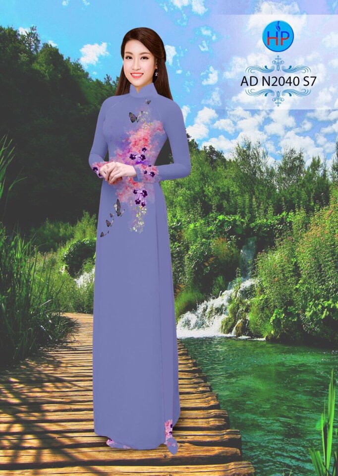 Vải áo dài hoa và bướm AD N2040 - Ảnh 15