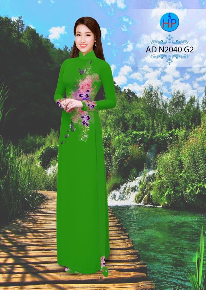 Vải áo dài hoa và bướm AD N2040 - Ảnh 5