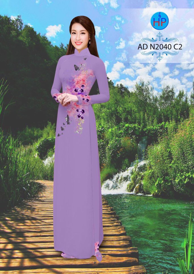 Vải áo dài hoa và bướm AD N2040 - Ảnh 9
