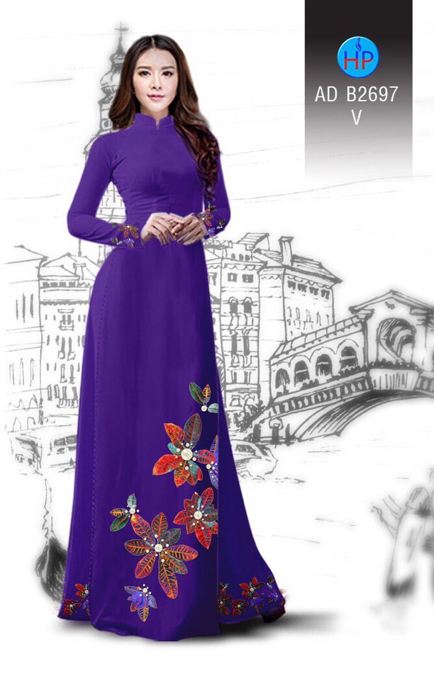 vải áo dài chiếc lá AD B2697 - Ảnh 4