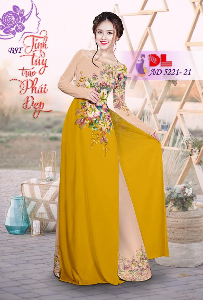 Vải áo dài hoa ngay eo DLAD-5221 - Ảnh 3