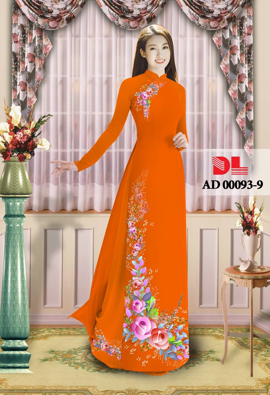 Vải áo dài hoa trên dưới DLAD-00093