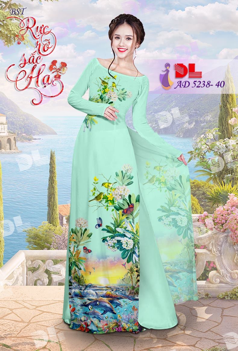 Vải áo dài phong cảnh biển DLAD-5238 - Ảnh 22