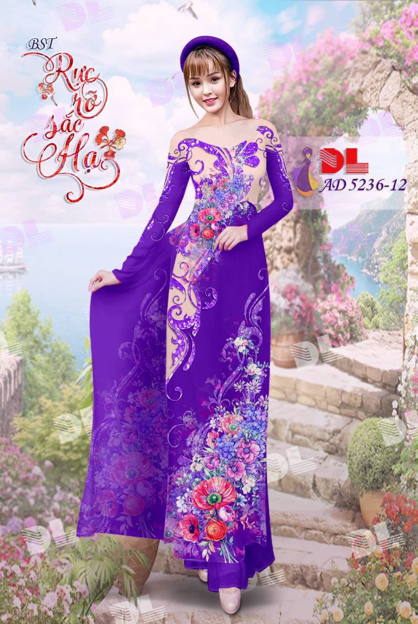 Vải áo dài hoa trên dưới DLAD-5236 - Ảnh 13