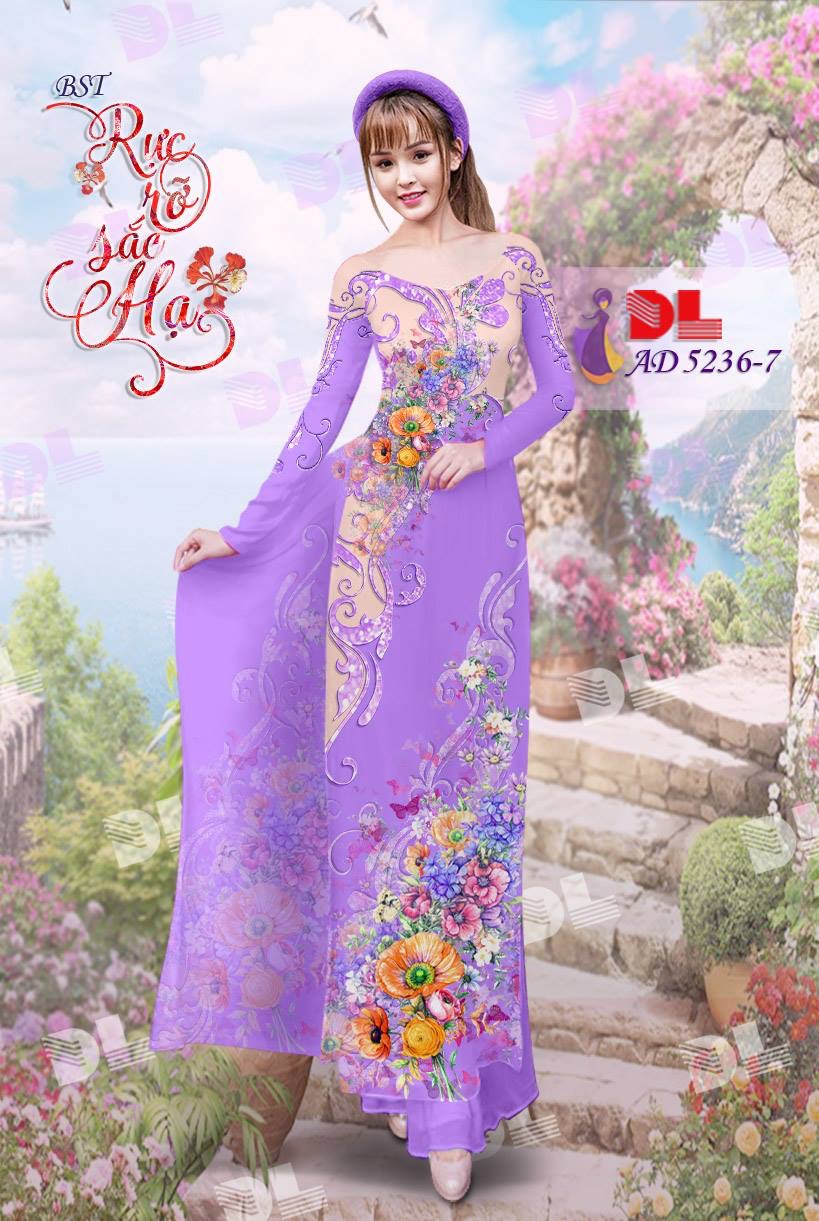 Vải áo dài hoa trên dưới DLAD-5236 - Ảnh 8