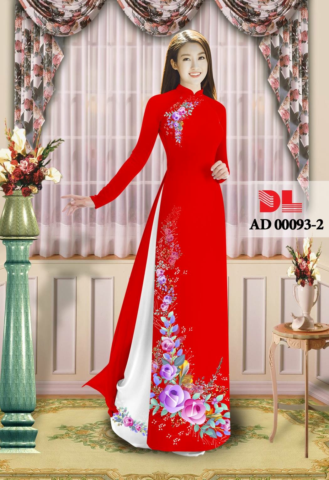 Vải áo dài hoa trên dưới DLAD-00093 - Ảnh 2