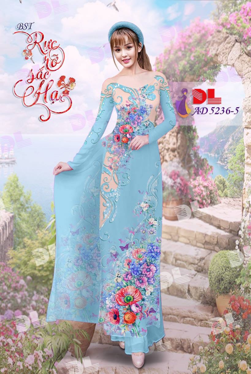 Vải áo dài hoa trên dưới DLAD-5236 - Ảnh 6