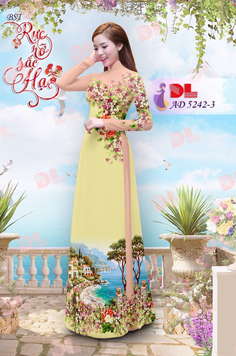 Vải áo dài phong cảnh DLAD-5242 - Ảnh 5