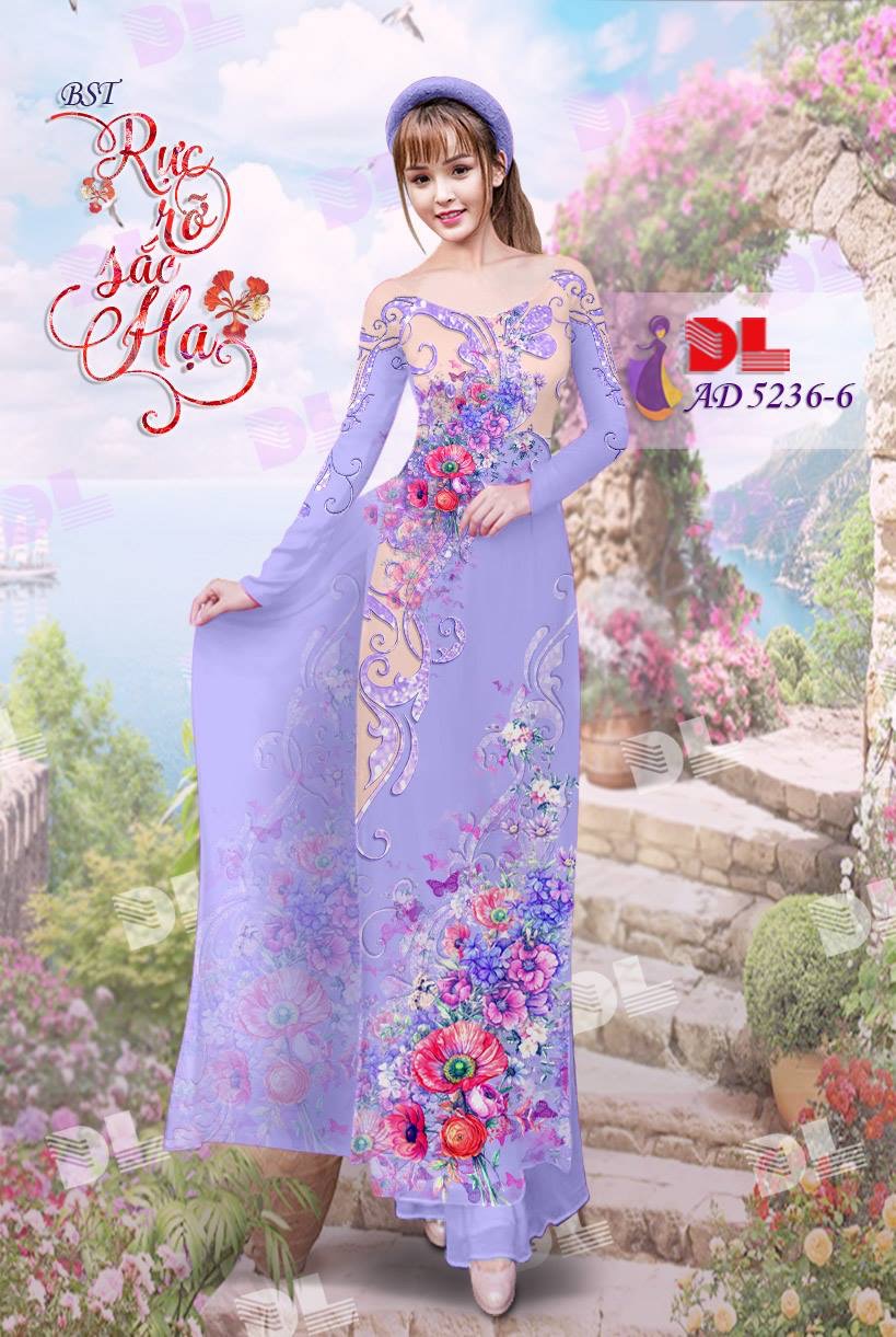 Vải áo dài hoa trên dưới DLAD-5236 - Ảnh 7